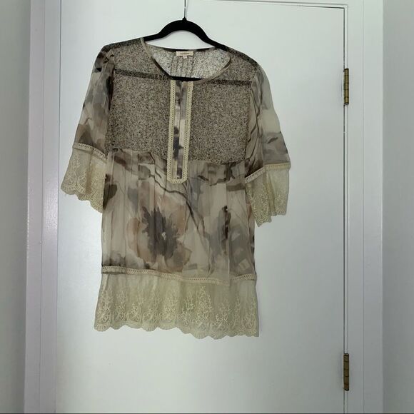 Sundance Sheer Lace Tie Dye Half Sleeve Top - Picture 2 of 7
